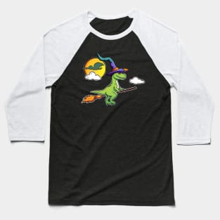 Dinosaur Witch Halloween Baseball T-Shirt